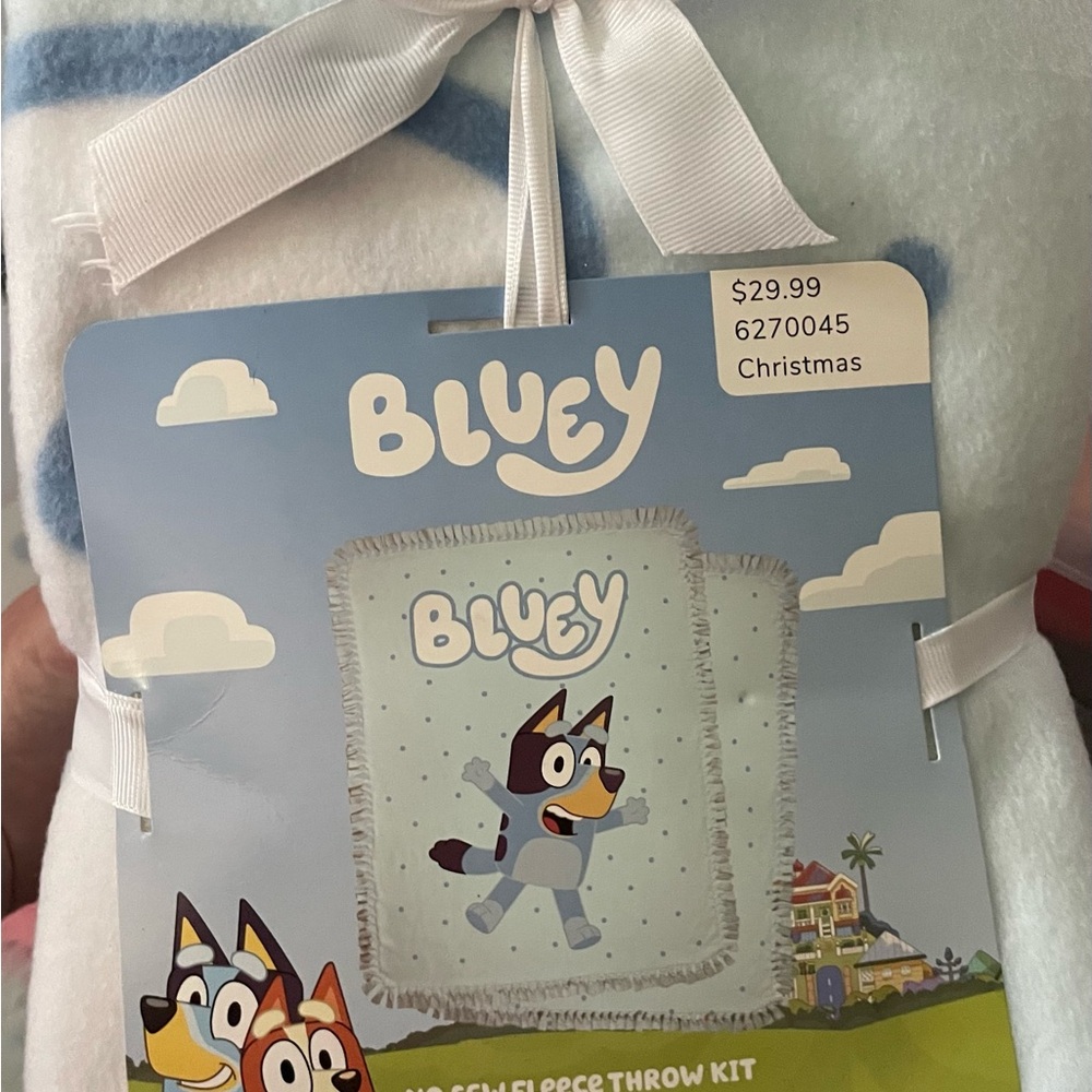 Blue and White Playful Character Blanket